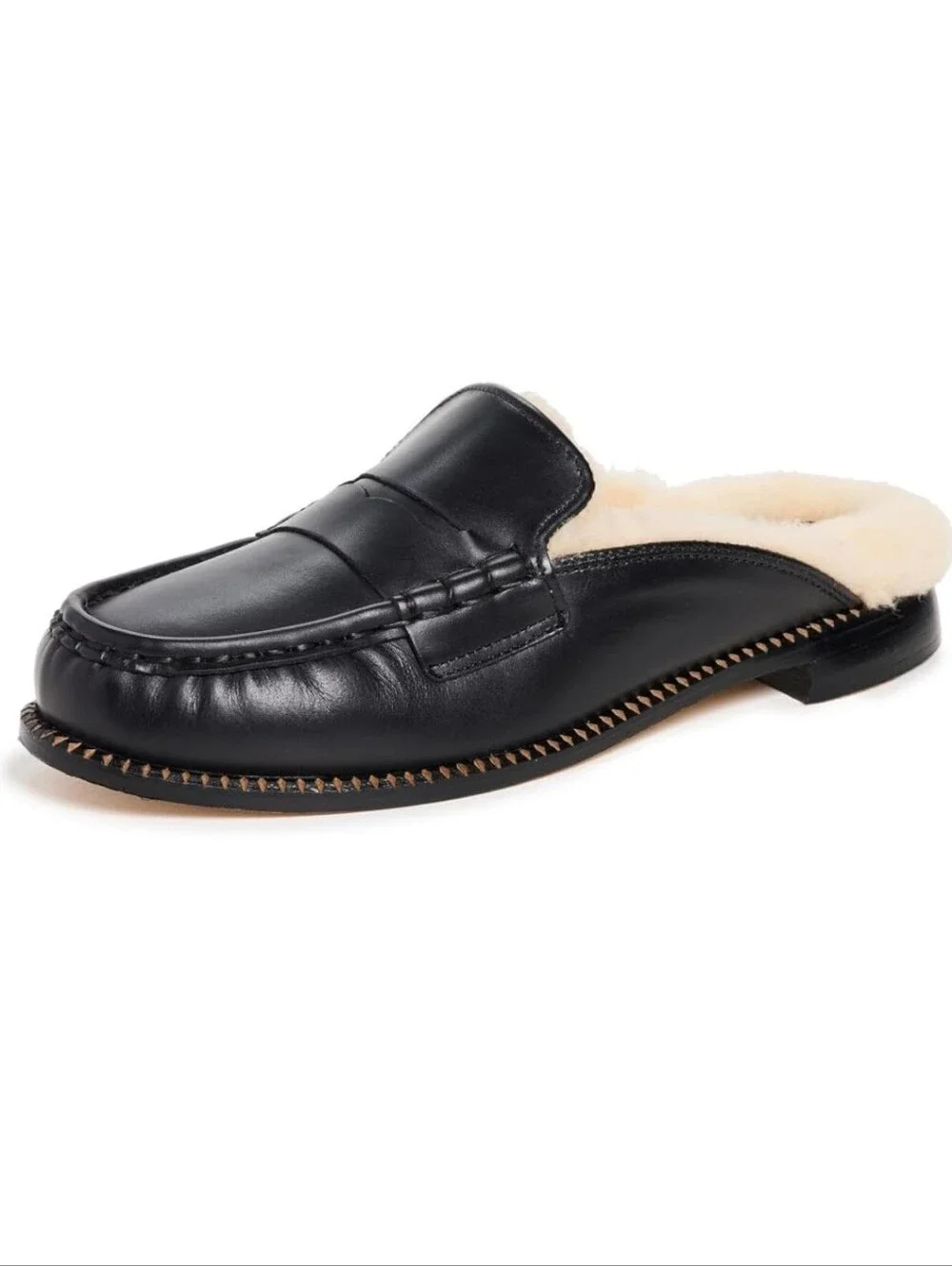 Freda Salvador, Men's Black Shearling-Lined Leather Penny Loafers